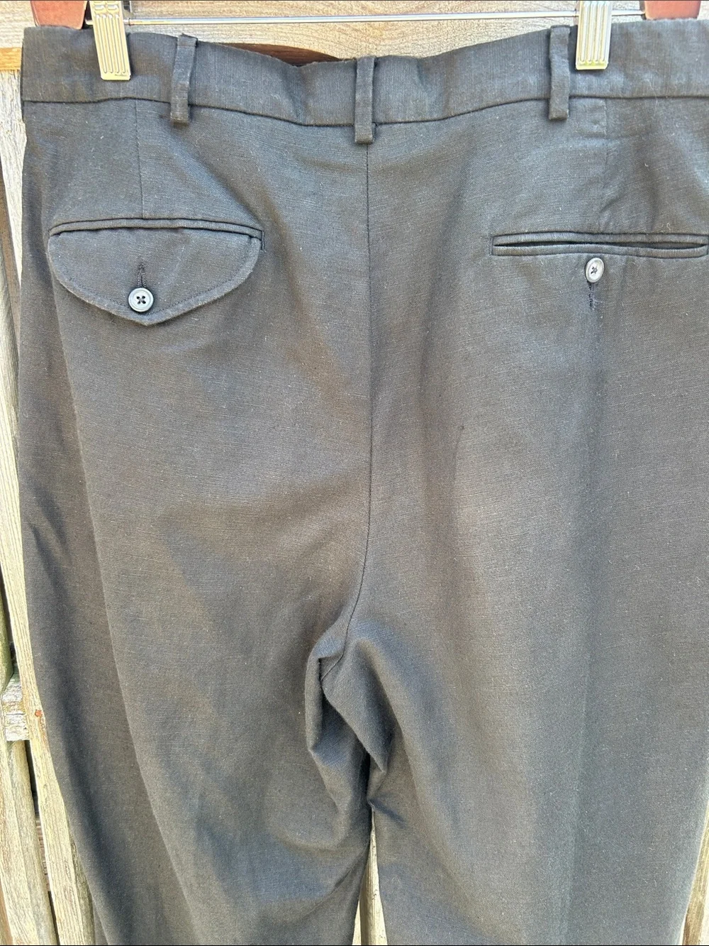 Vintage Polo Ralph Lauren Dress Trousers Mens 31x32 Linen Cotton Pleated Black - Picture 12 of 13